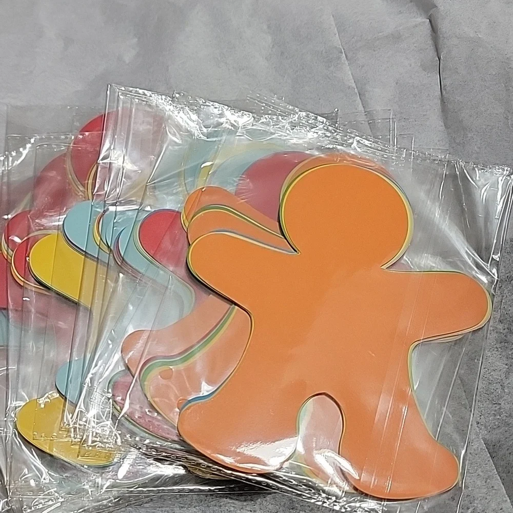 Nw 100pcs People Gingerbread Man Paper Decorations Window School Art Index Paper